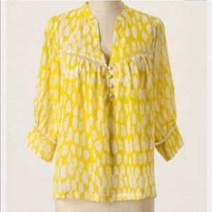 Anthropologie yellow and white blouse